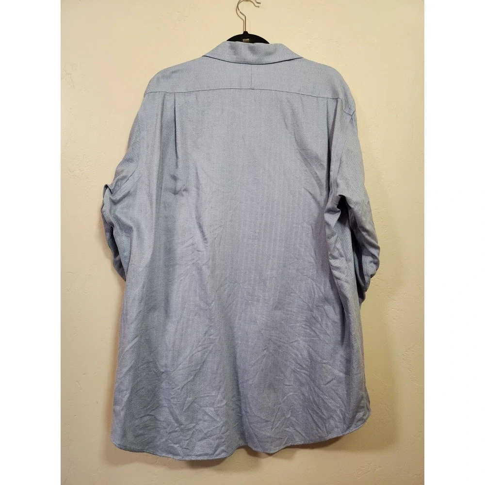 Alan Flusser Blue Button Down Shirt Mens Size 17 32/33 Long Sleeve Business Work